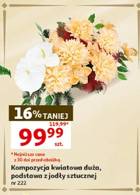 Kompozycja kwiatowa duża podstawa z jodły sztucznej nr 222 promocja w Auchan