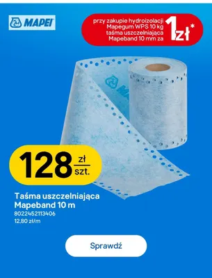 Taśma uszczelniająca Mapeband 10 m Mapei promocja w Castorama