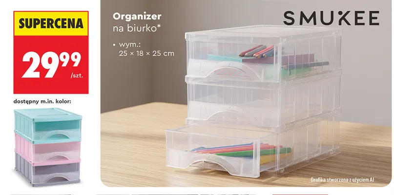 Organizer na biurko Smukee promocja w Biedronka