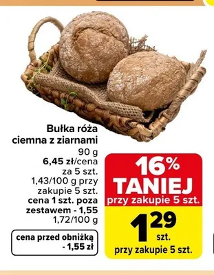 Bułka róża ciemna z ziarnami promocja w Carrefour