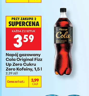 Napój gazowany Cola Original Fizz Up Zero Kofeiny promocja w Biedronka