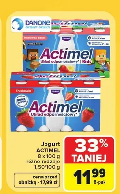 Jogurt pitny Danone Actimel Kids 8-pak promocja w Carrefour Market