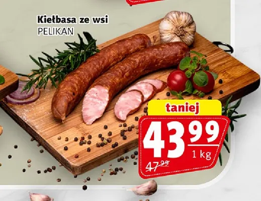 Kiełbasa ze wsi Pelikan promocja w Prim Market