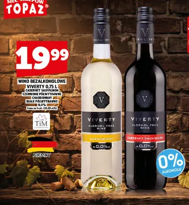 Wino bezalkoholowe Viverty Cabernet Sauvignon czerwone półwytrawne promocja w TOPAZ