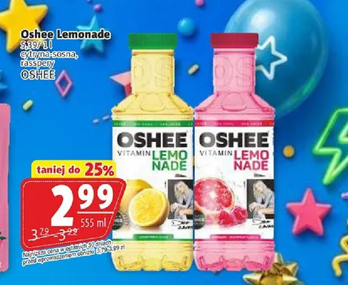 Napój Oshee Lemonade rasspery promocja w Prim Market