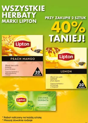 Herbata zielona klasyczna Lipton promocja w Dino