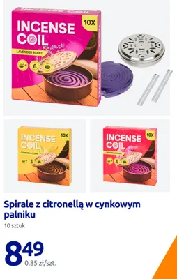 Spirale o zapachu geranium w cynkowym palniku promocja w Action