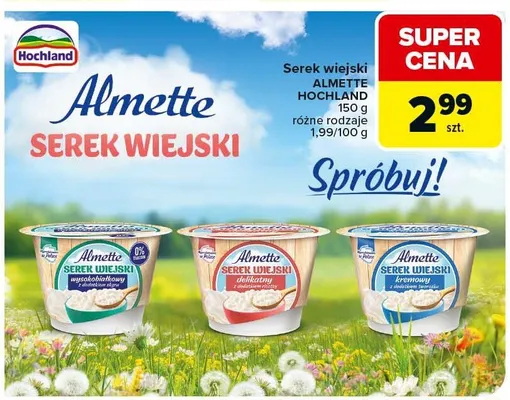 Serek wiejski Almette różne rodzaje promocja w Carrefour
