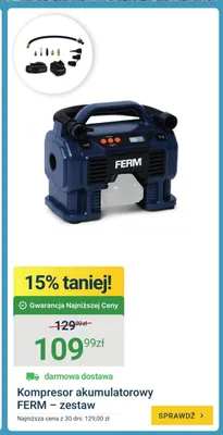 Zestaw kompresor akumulatorowy FERM promocja w ERLI