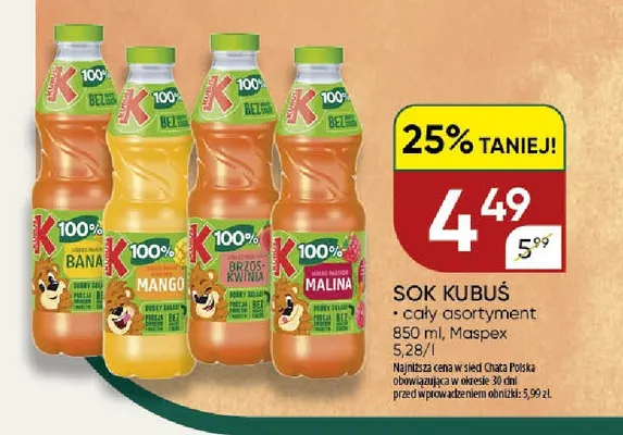 Sok Kubuś promocja w Chata Polska