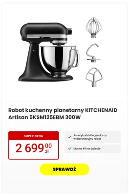 Robot kuchenny planetarny KitchenAid Artisan promocja w Media Expert