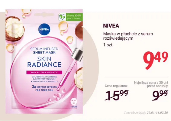 Maska w płachcie z serum rozświetlającym 1 szt. promocja w Rossmann