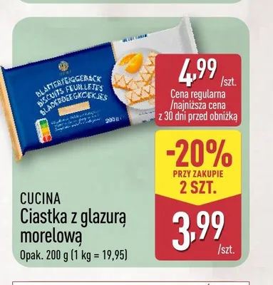 Ciastka z glazurą morelową Cucina promocja w Aldi