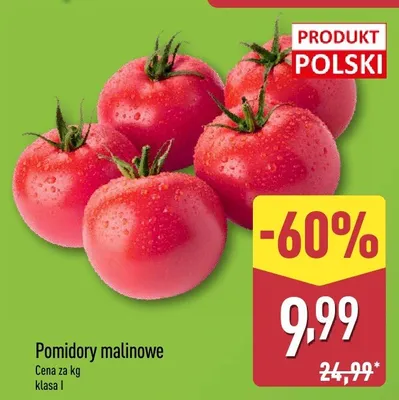 Pomidory malinowe polskie promocja w Aldi
