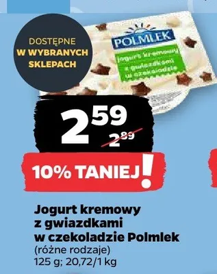 Jogurt kremowy z gwiazdkami w czekoladzie Polmlek promocja w Netto