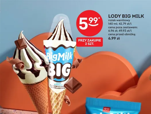 Lody Big Milk rożek waniliowy promocja w Żabka