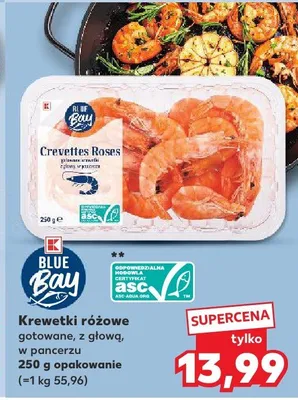 Krewetki różowe gotowane, z głową, w pancerzu promocja w Kaufland