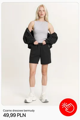 Bermudy dresowe Cropp czarne promocja w Cropp