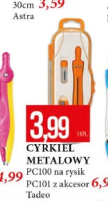 Cyrkiel metalowy Tadeo PC101 z akcesoriami promocja w Leclerc