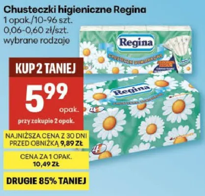 Chusteczki higieniczne Regina promocja w Delikatesy Centrum