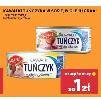 Kawałki tuńczyka w sosie własnym Graal promocja w Stokrotka