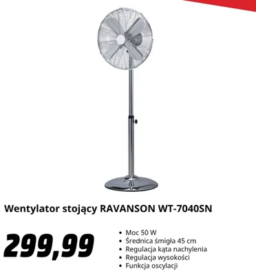 Wentylator stojący Ravanson promocja w Media Markt