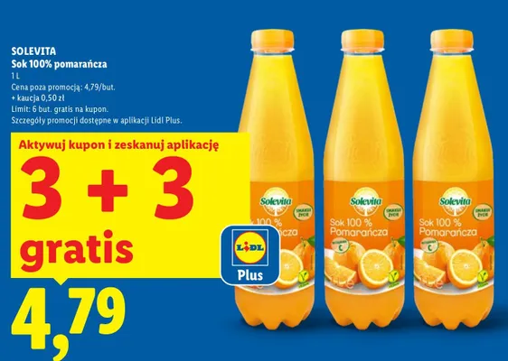 Sok 100% pomarańcza promocja w Lidl