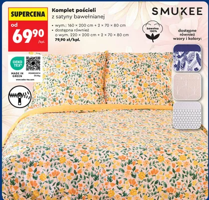 Komplet pościeli z satyny bawełnianej promocja w Biedronka