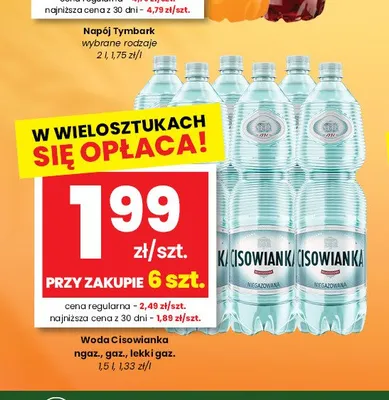 Woda mineralna Cisowianka gazowana promocja w emma MARKET
