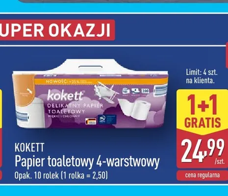Papier toaletowy 4-warstwowy Kokett promocja w Aldi