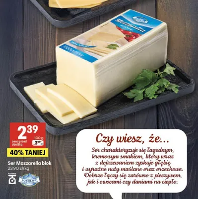 Ser Mozzarella blok Sokołów promocja w Delikatesy Centrum
