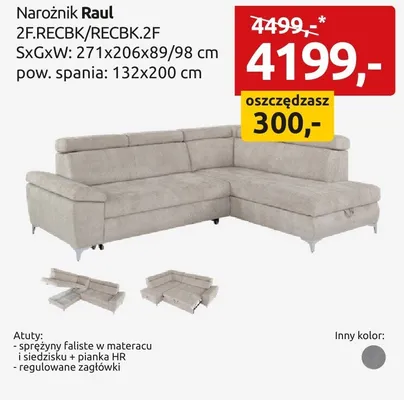 Narożnik Raul 2F.RECBK/RECBK.2F promocja w Black Red White