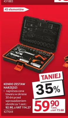 Zestaw narzędzi Kendo 45 elementów promocja w Selgros