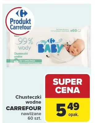 Chusteczki wodne nawilżane promocja w Carrefour