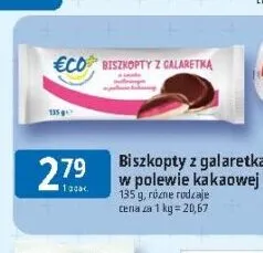 Biszkopty z galaretką w polewie kakaowej ECO+ promocja w Leclerc