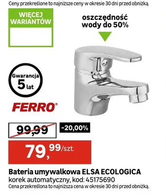 Bateria umywalkowa Elsa Ecologica Ferro promocja w Leroy Merlin