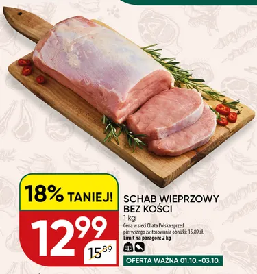 Schab wieprzowy bez kości promocja w Chata Polska