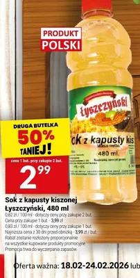 Sok z kapusty kiszonej Tradycyjny smak promocja w Twój Market