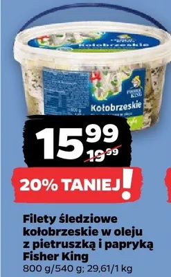 Filety śledziowe kołobrzeskie w oleju z pietruszkową cebulką i papryką promocja w Netto