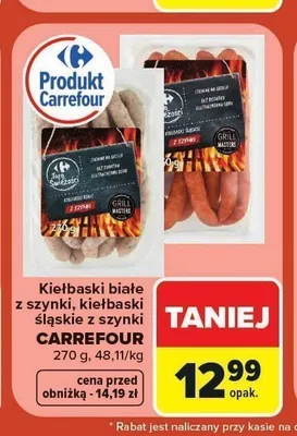 Kiełbaski śląskie z szynki Carrefour promocja w Carrefour