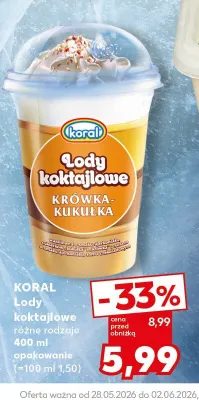 Lody koktajlowe Krówka-Kukułka KORAL promocja w Kaufland