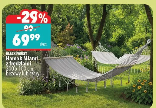 Hamak Miami z frędzlami 200x100cm, beżowy lub szary Black Forest promocja w Biedronka Home
