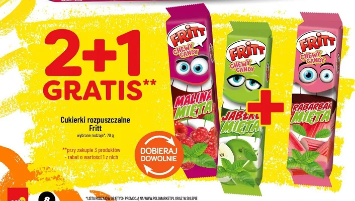Cukierki rozpuszczalne Fritt rabarbar mięta promocja w POLOmarket