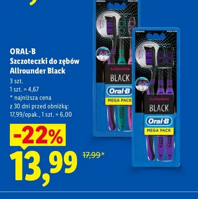 Szczoteczki do zębów Allrounder Black Oral-B promocja w Lidl
