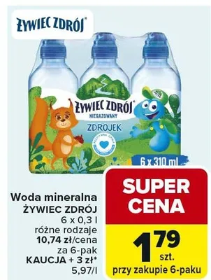 Woda mineralna Żywiec Zdrój różne rodzaje 6x300ml promocja w Carrefour