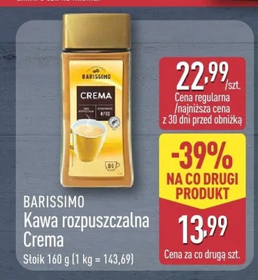 Kawa rozpuszczalna Barissimo Crema promocja w Aldi