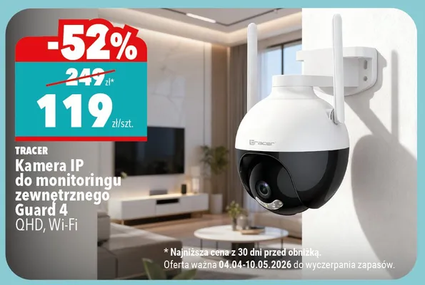 Kamera IP do monitoringu zewnętrznego Guard 4 QHD, Wi-Fi Tracer promocja w Biedronka Home