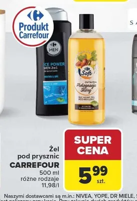 Żel pod prysznic Carrefour Soft Olejkowy promocja w Carrefour Market