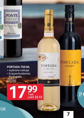 Wino Portada Sweet czerwone Portugalia promocja w Selgros