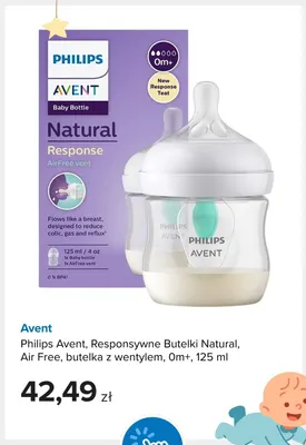 Philips Avent responsywne butelki Natural Air Free butelka z wentylem 0 m+ 125 ml promocja w Smyk